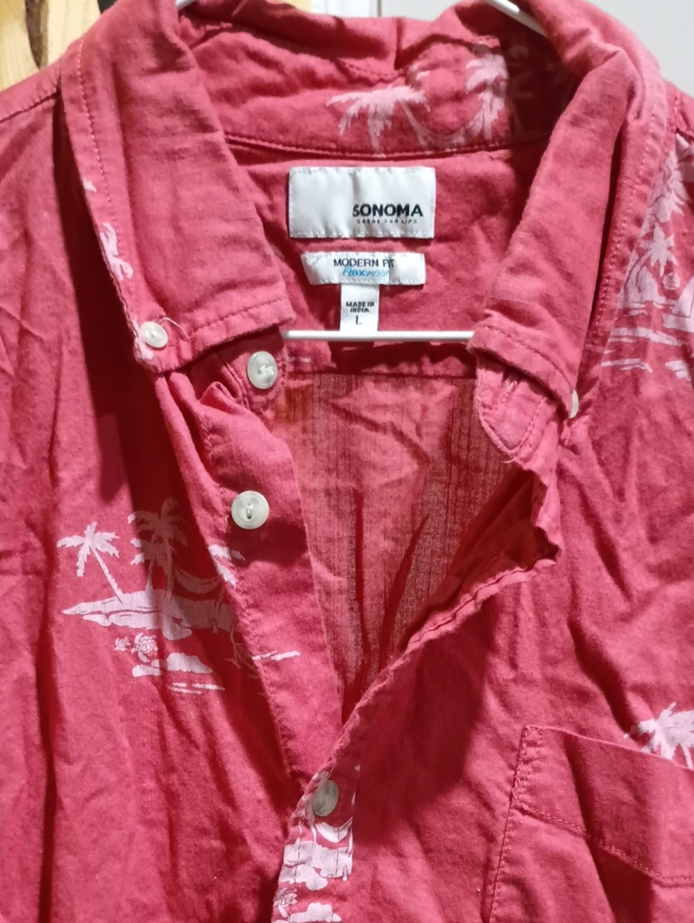 Sonoma Pink Hawaiian Button-Down Men's Shirt